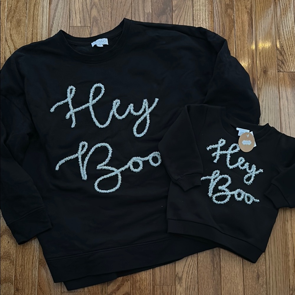Mommy and me Hey Boo Sweatshirt Set